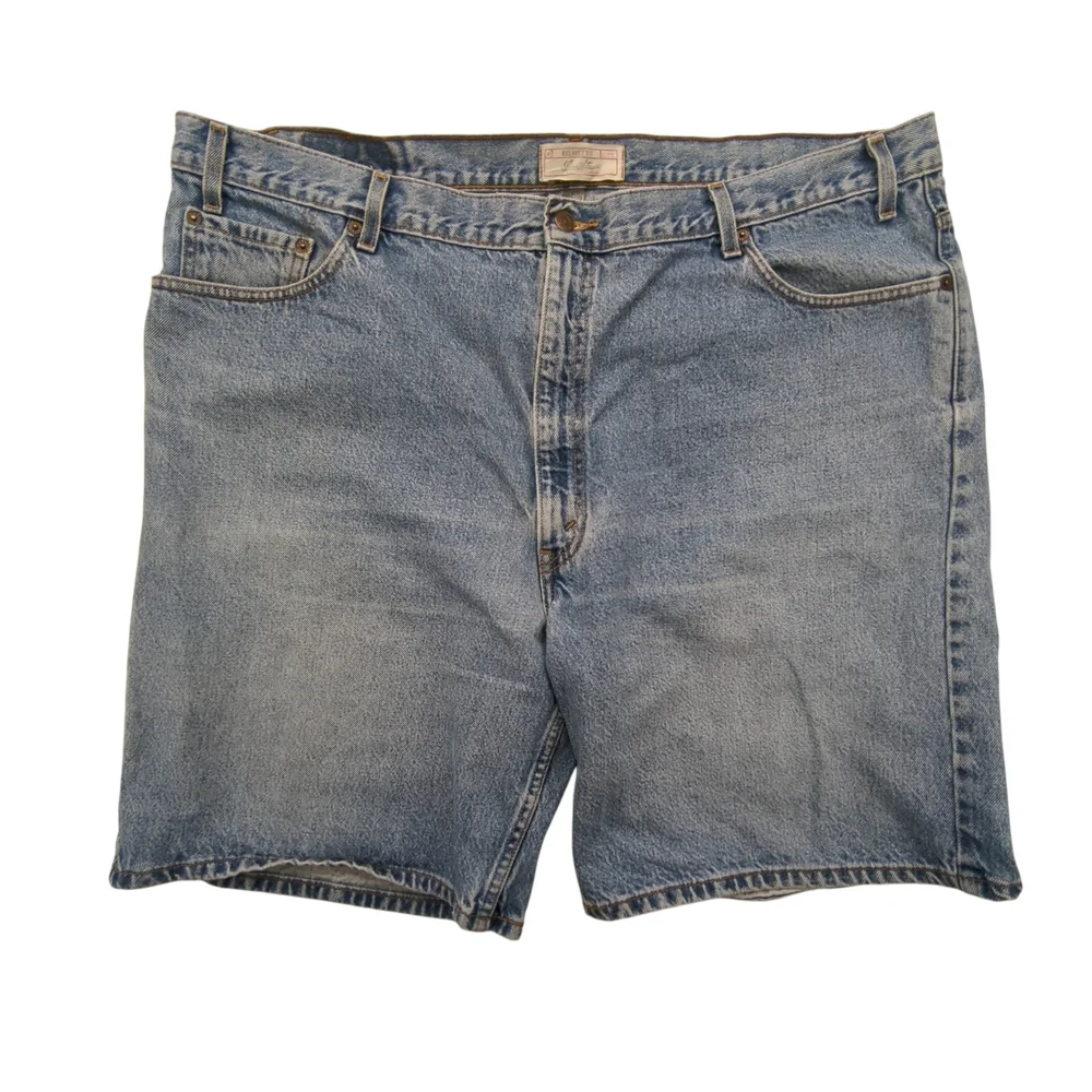 Levi Strauss Signature Shorts Mens 46 Relaxed Fit Blue Denim Jean Cutoff Casual